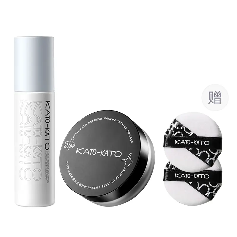 

KATO рассыпчатая пудра, спрей-фиксатор макияжа набор для макияжа контроль жирного блеска без переноса коррекция тона кожи 100мл+6,5г/100мл+8г KATO-KATO