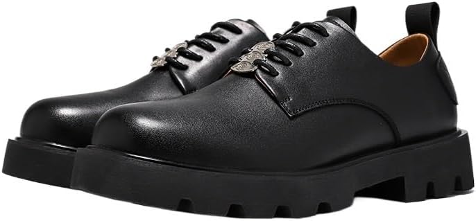 

Мужские оксфорды, классические туфли с кожаной платформой и округлым носком, дерби на шнуровке, с легким заходом, подошва с протектором, противоскользящие и износостойкие, подходят для офиса, бизнеса и повседневной носки Zestrelax, черный