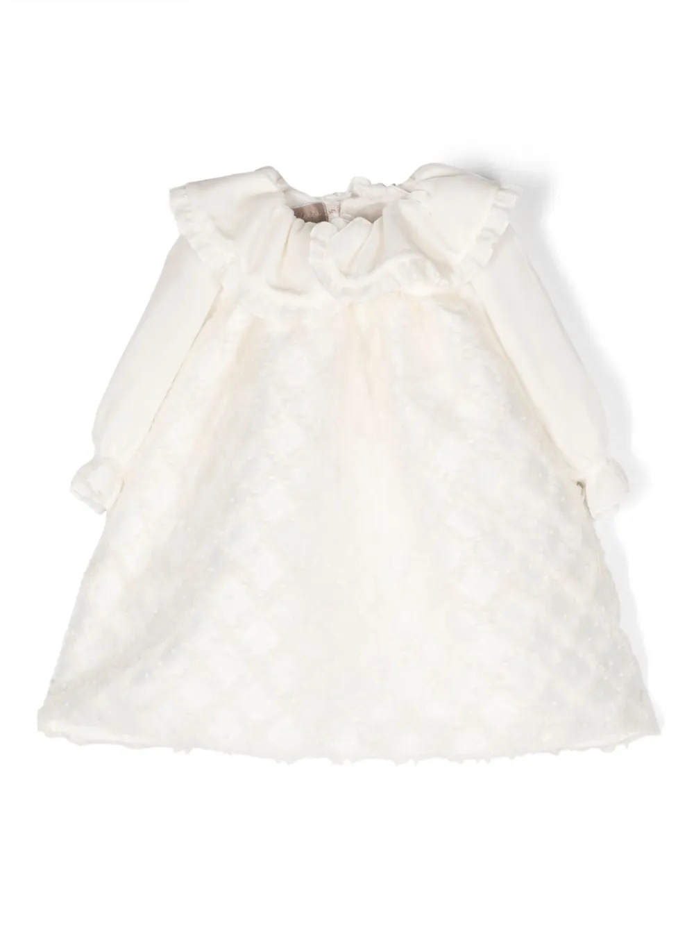 

Платье с длинными рукавами и вставками из тюля La Stupenderia, белый