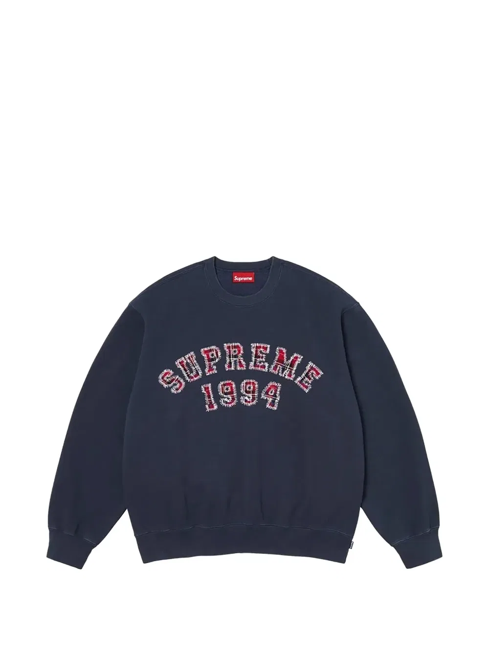 Свитер с круглым вырезом и клетчатым узором Supreme, синий
