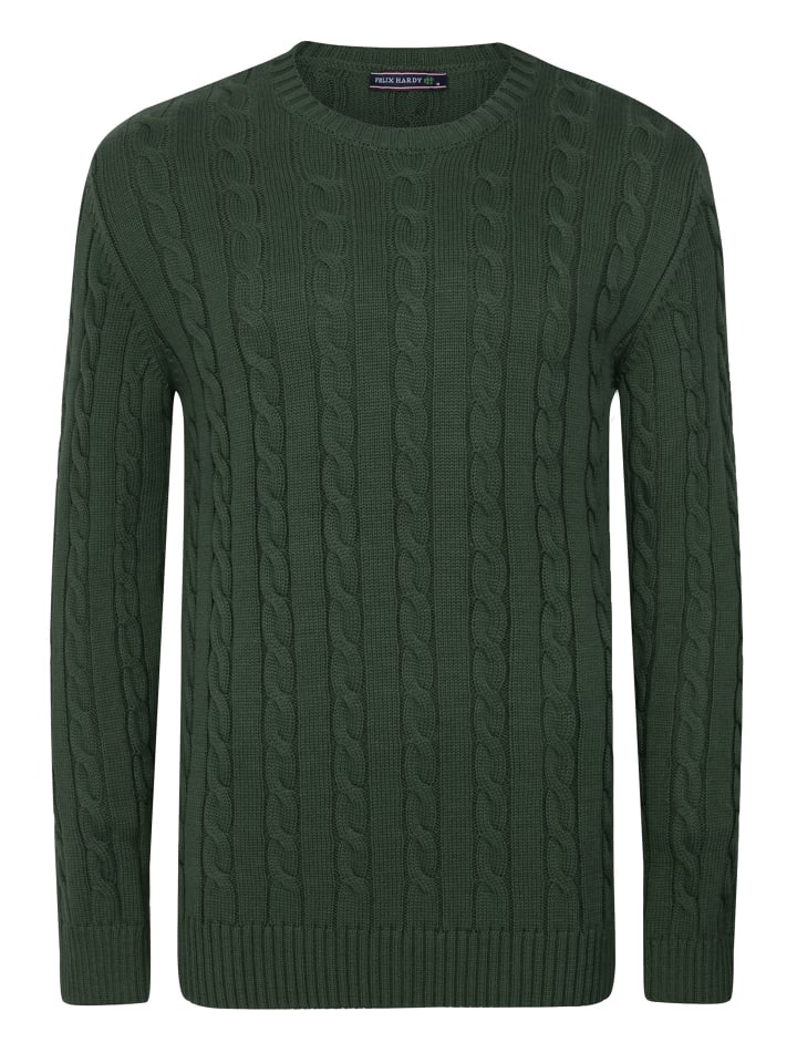 

Зеленый свитер с косой вязкой Felix Hardy