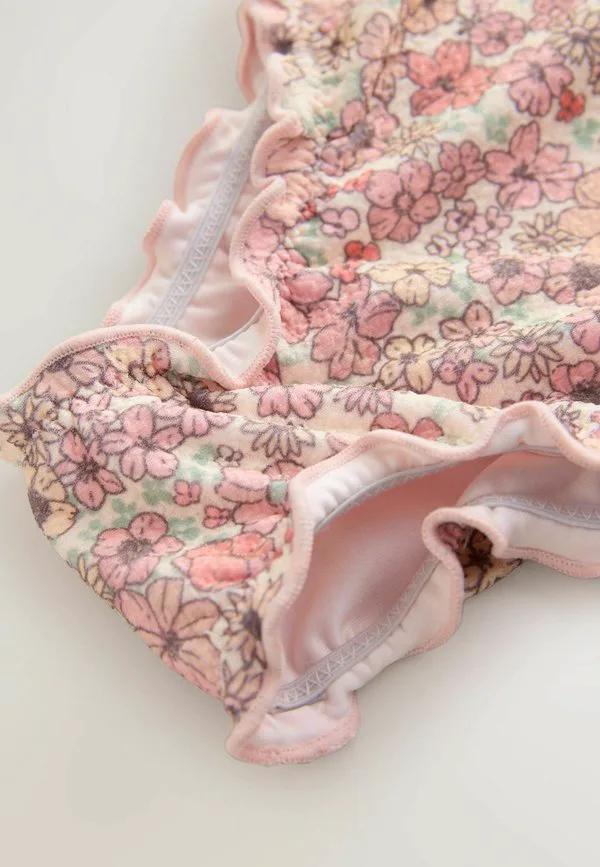 Купальник стандартного кроя с волнистым краем Next, Coral Pink Ditsy Floral — фото 3