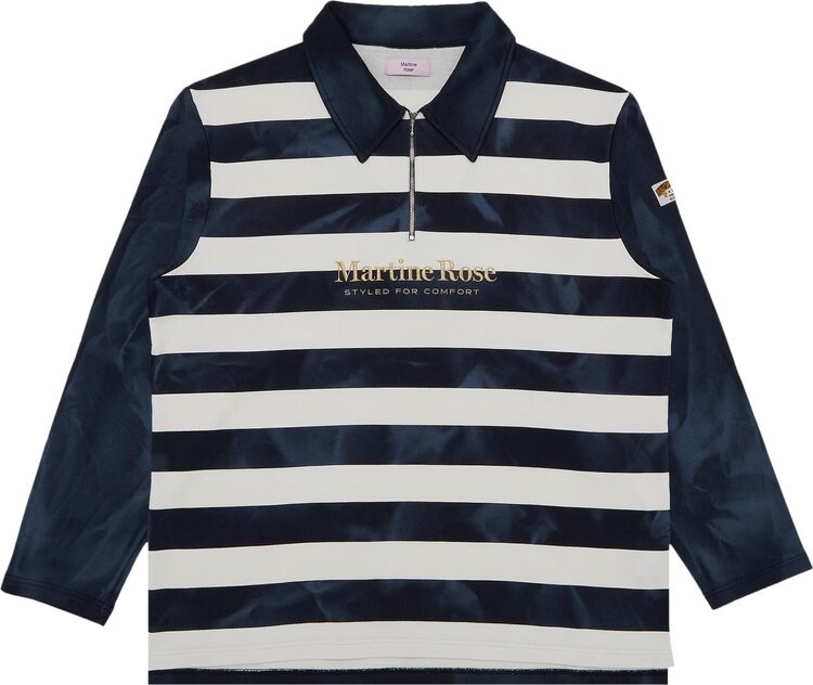 

Поло Martine Rose Zip Up 'Navy/White Stripe', синий
