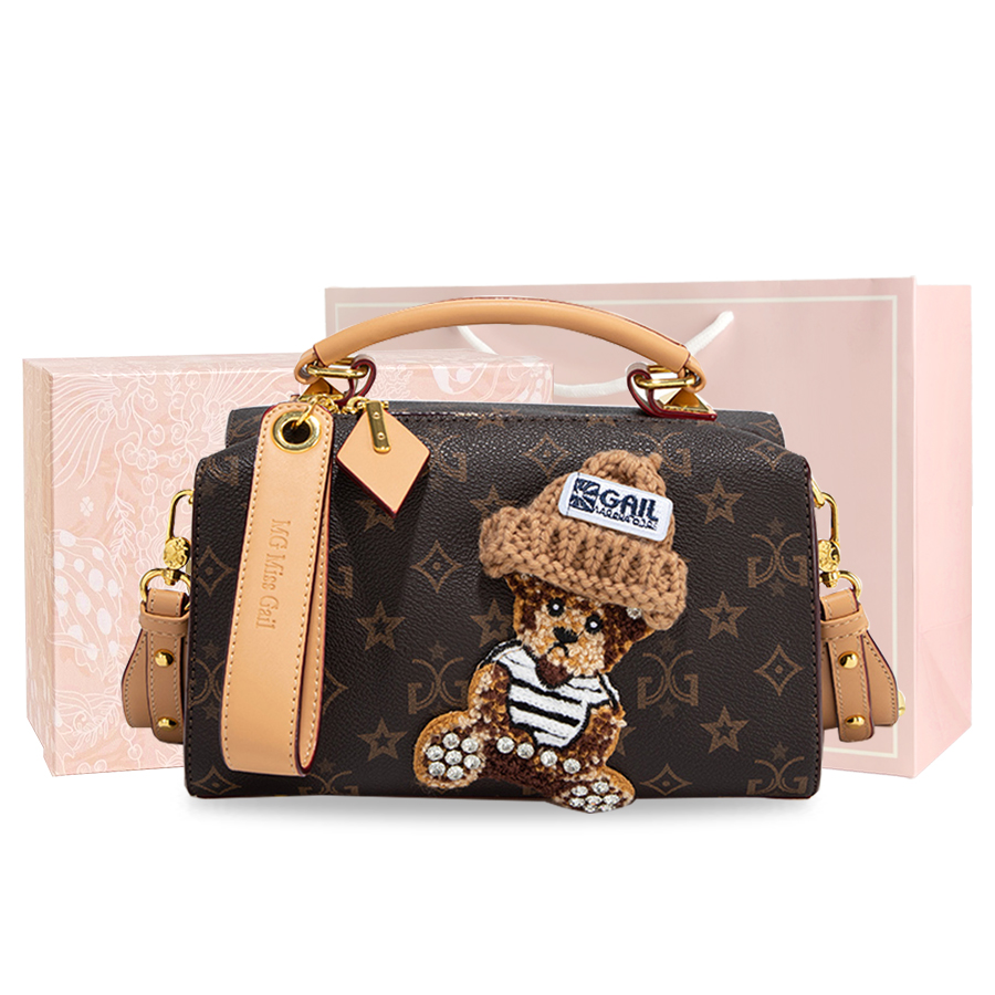 

MISS GAIL Искусственная кожа женская сумка через плечо, Bear Hat (Box)