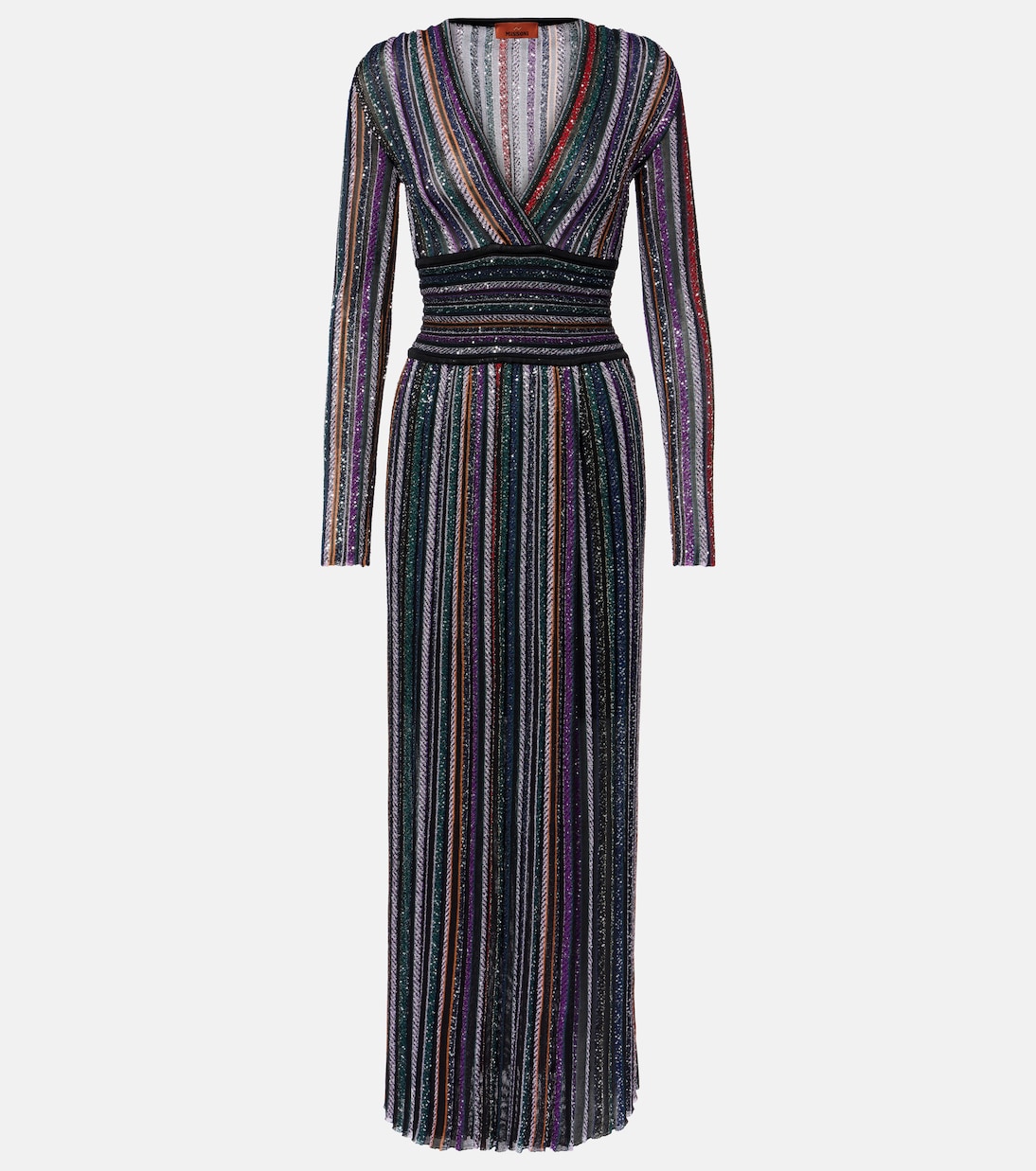 

Полосатое платье с пайетками Missoni, Multicolor Orange,Purple,Black
