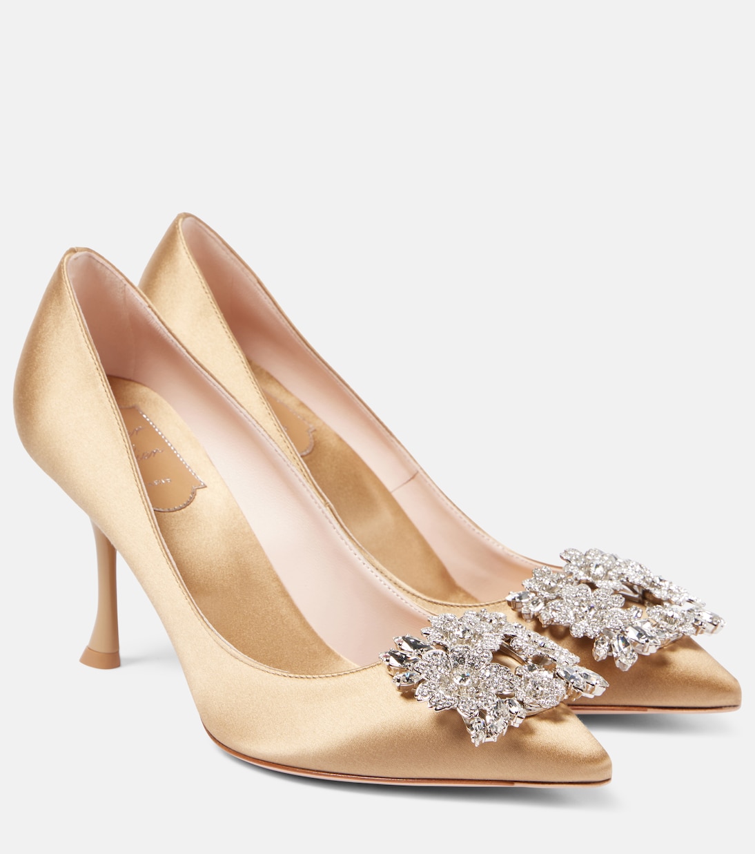 Туфли-лодочки Efflorescence 85 из атласа с декором Roger Vivier, Beige Scuro