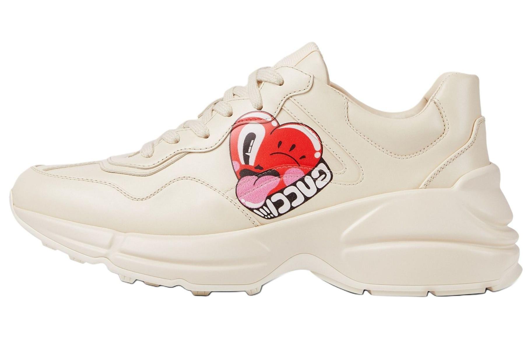 Кроссовки Hattie Stewart X  Women's Rhyton 'Serigraphy Heart' Women's GUCCI, White