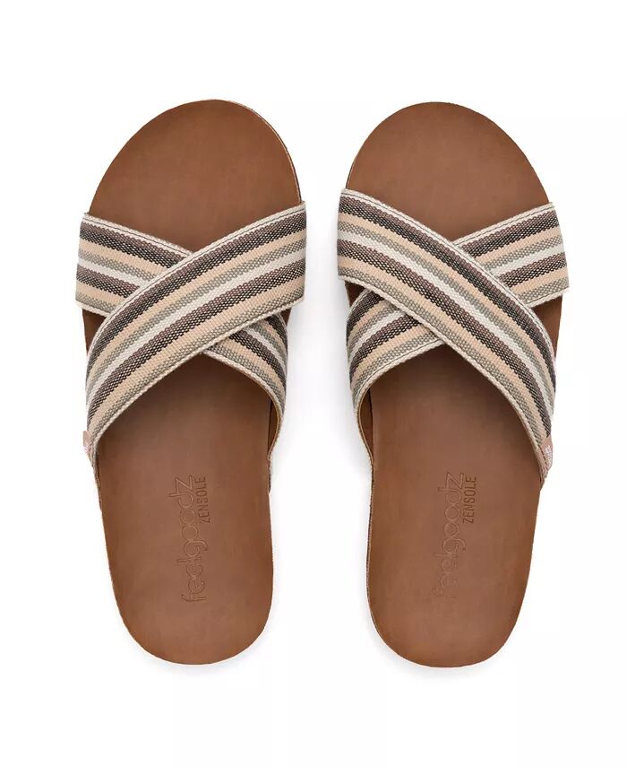 Женские сандалии Zensole Cascades из искусственной кожи с двойным ремешком Feelgoodz, коричневый/бежевый — фото 2