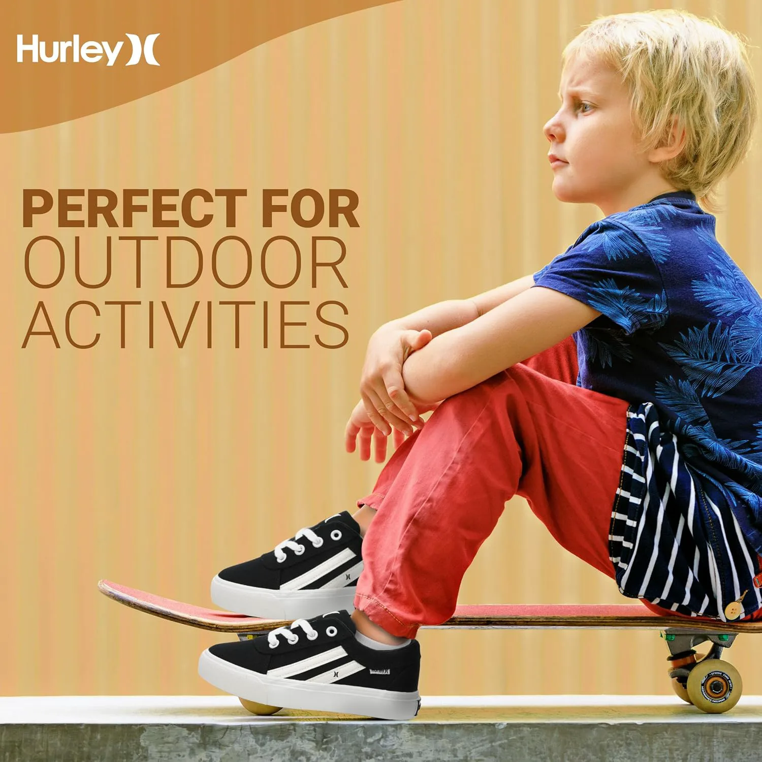 Кеды Hurley Boardy Kids с шнуровкой - низкие кроссовки для скейтборда для детей, спортивная обувь для мальчиков и девочек — фото 3