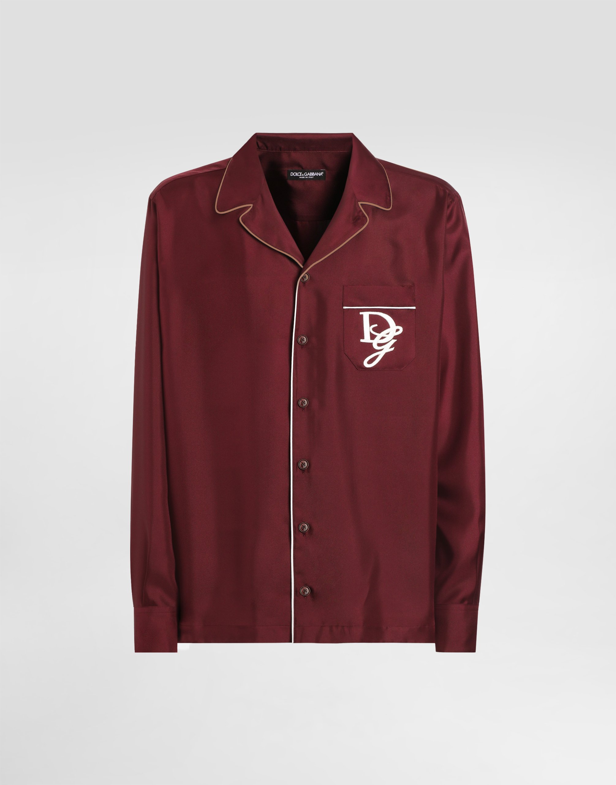 

Шелковая рубашка vanity с вышивкой логотипа Dolce & Gabbana, бордовый
