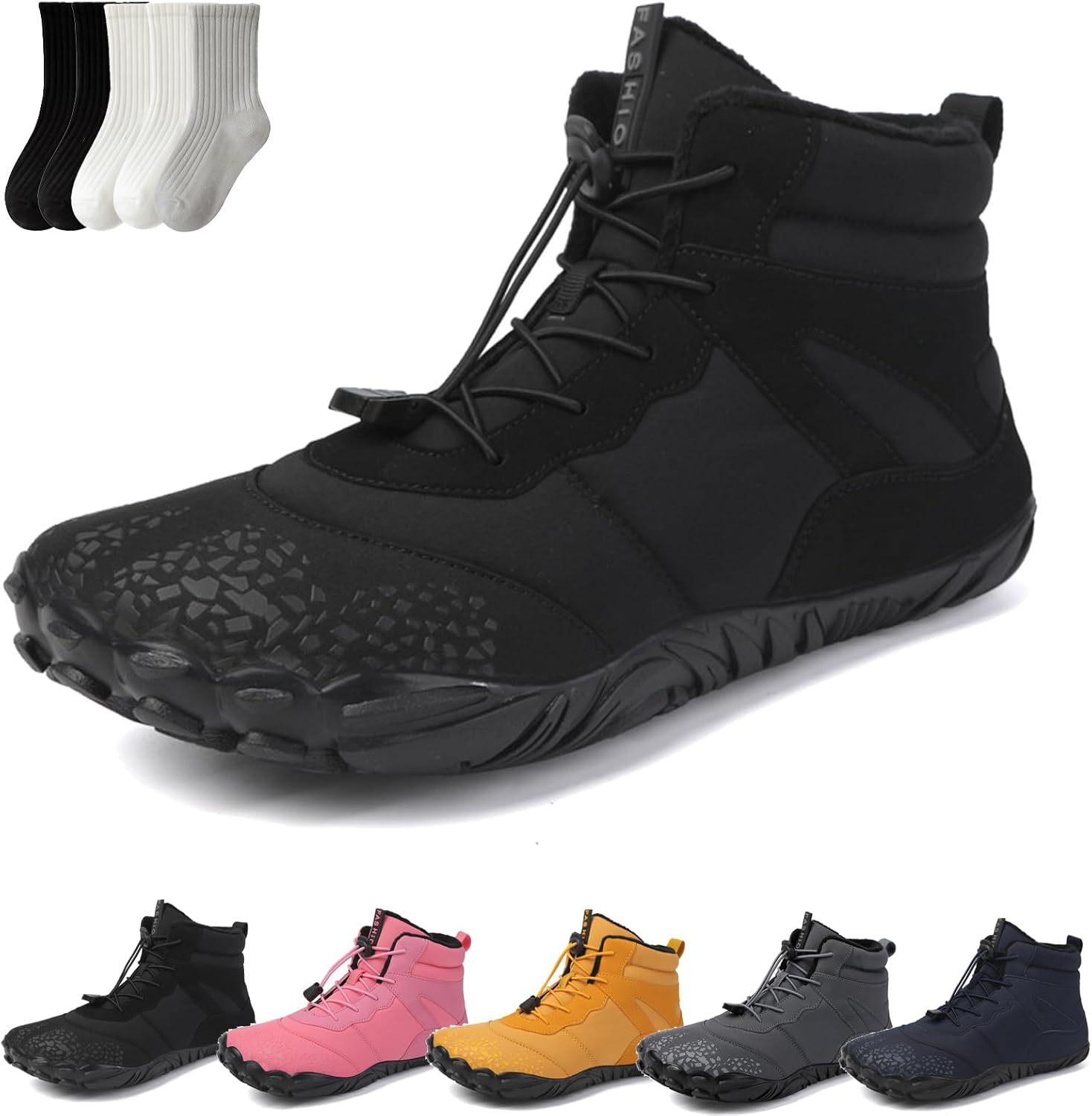 

Зимние походные босоножки для женщин и мужчин 2025, водонепроницаемые и противоскользящие ботинки с широкой носочной частью Rolinb, черный