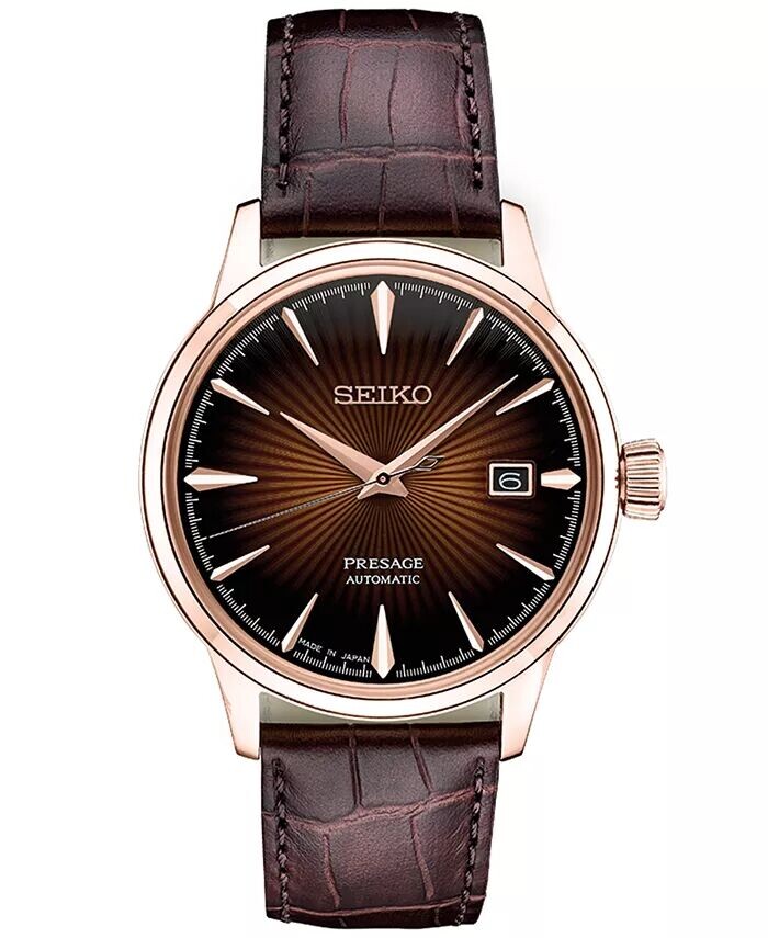 

Мужские автоматические часы Presage с коричневым кожаным ремешком 40,5 мм Seiko