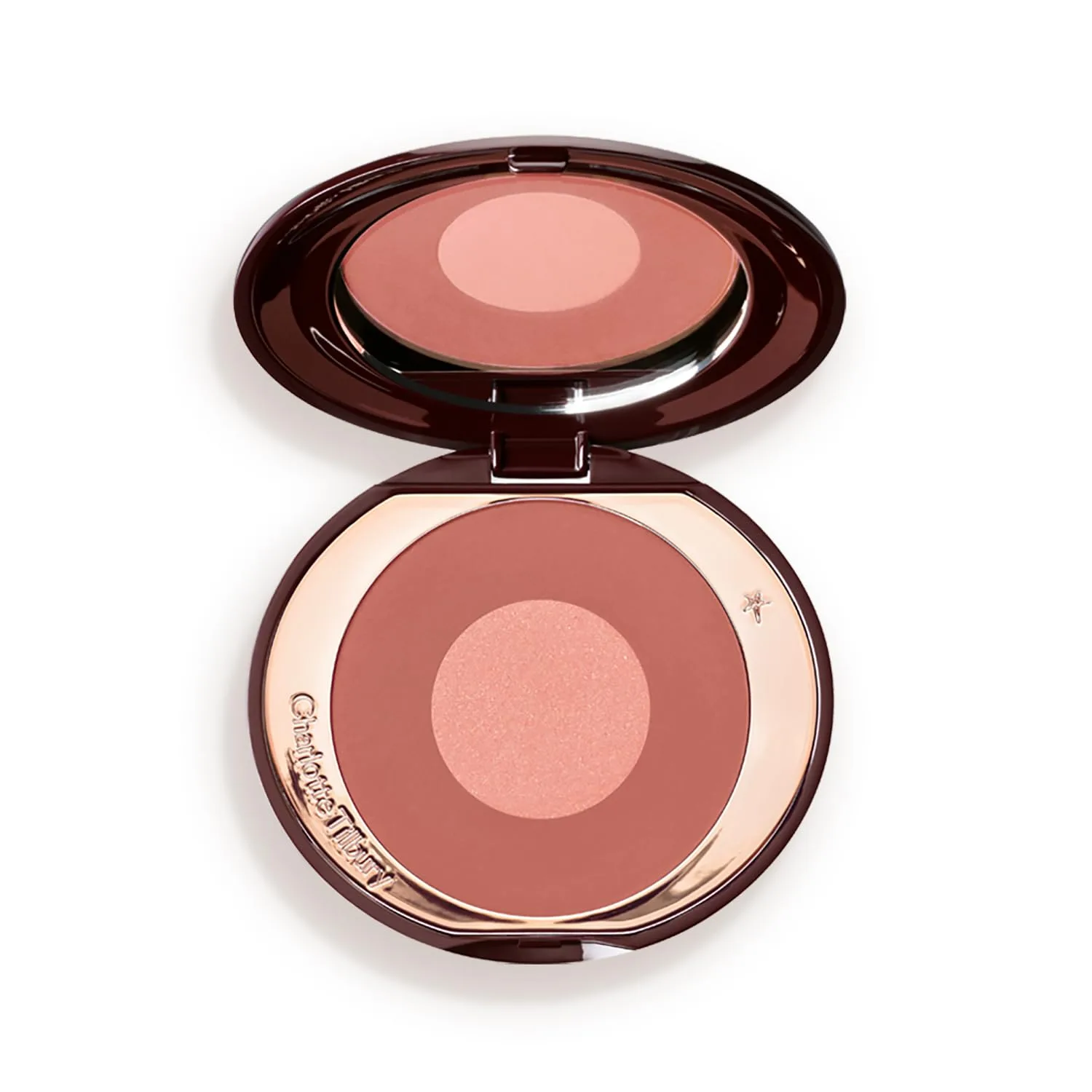 Charlotte Tilbury Cheek to Chic Powder Blush - двухцветная пудра для щек с сияющим финишем, Pillow Talk Intense - warm rosy pink