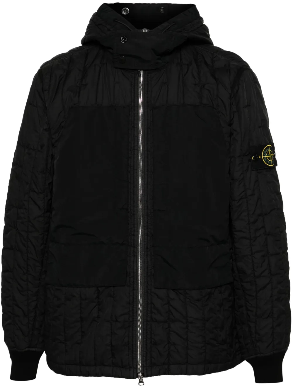 

Стеганая куртка с капюшоном и нашивкой Compass Stone Island, черный
