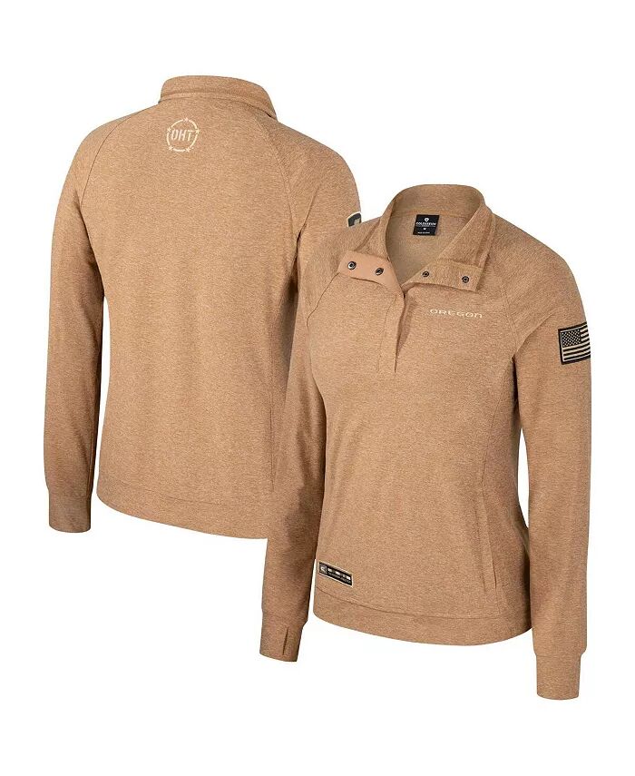 

Женская толстовка-реглан Tan Oregon Ducks OHT Military Appreciation Sand Tatum Quarter-Snap Colosseum