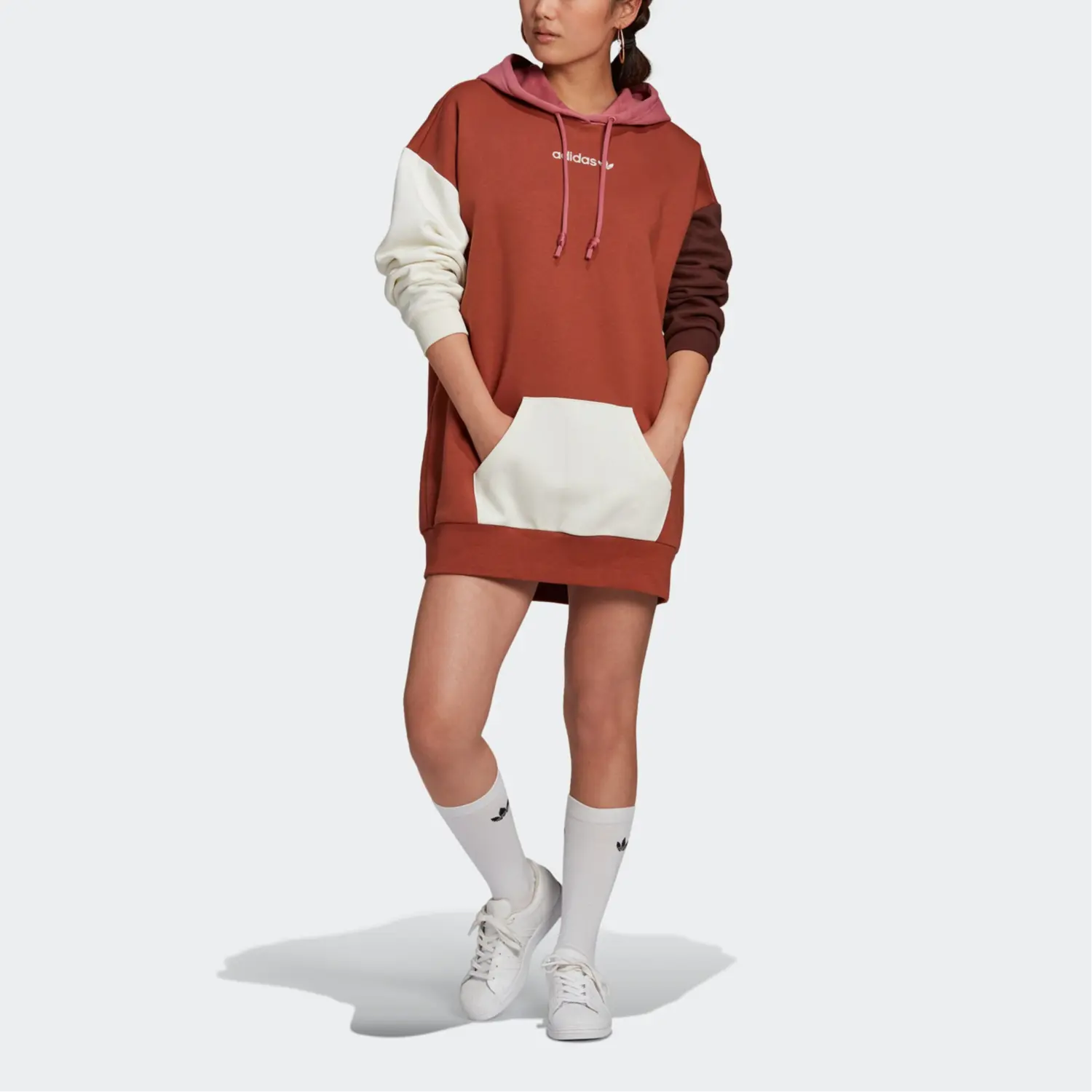 Футболка с капюшоном женская Redwood Brown Adidas Originals, Rosewood Brown — фото 4