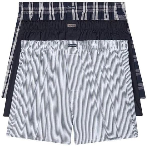 

Calvin Klein мужские хлопковые классические боксеры, 3 пары, Tide/Morgan Plaid, Tide/Montague Stripe, Tide