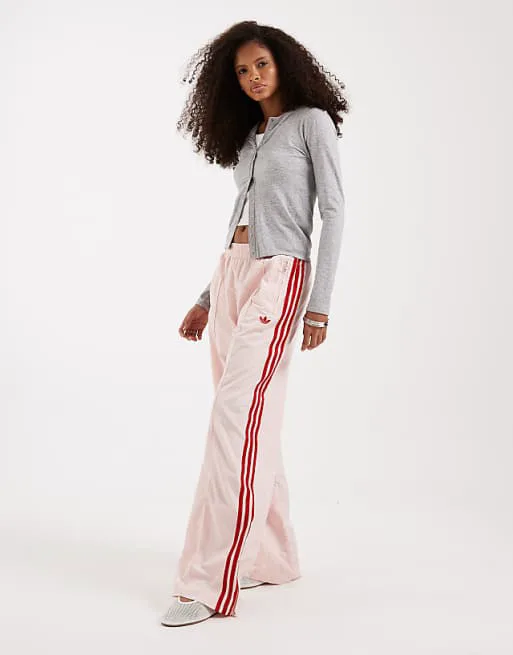 

Розово-красные свободные нейлоновые спортивные брюки adidas Originals Firebird