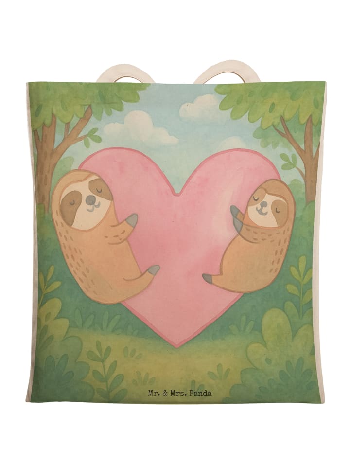 

Mr. & Mrs. Panda Тканевая сумка с изображением сердца в виде ленивца, без надписи, белого цвета