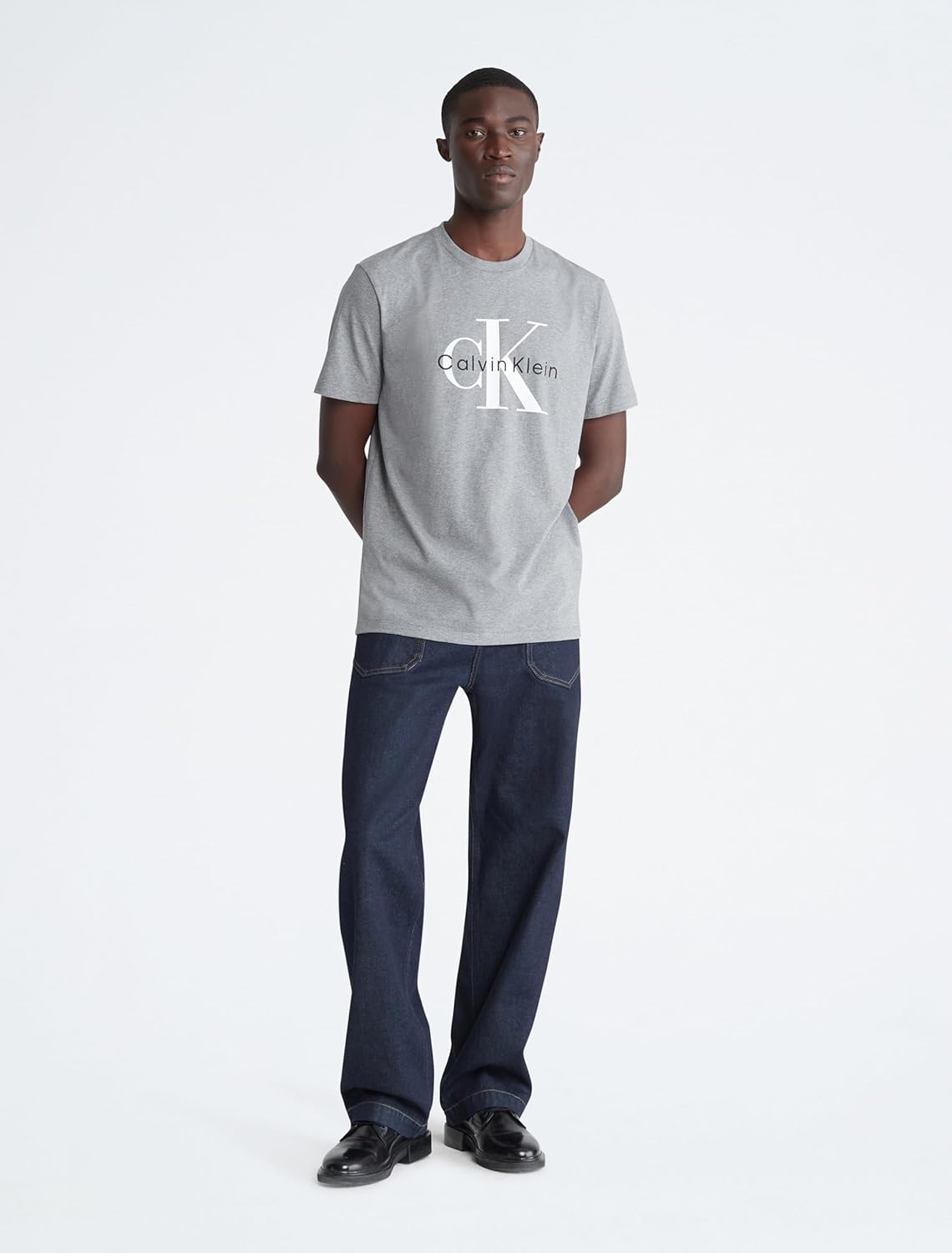 Мужская футболка с круглым вырезом и монограммой Calvin Klein, Medium Grey Hea — фото 4