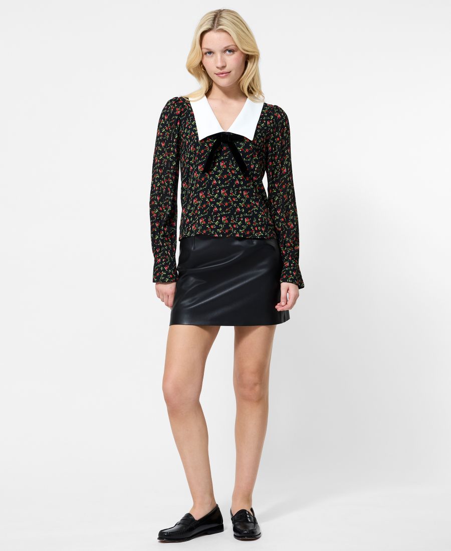 

Женская блузка с цветочным принтом и воротником French Connection, 01-Black Julia Ditsy