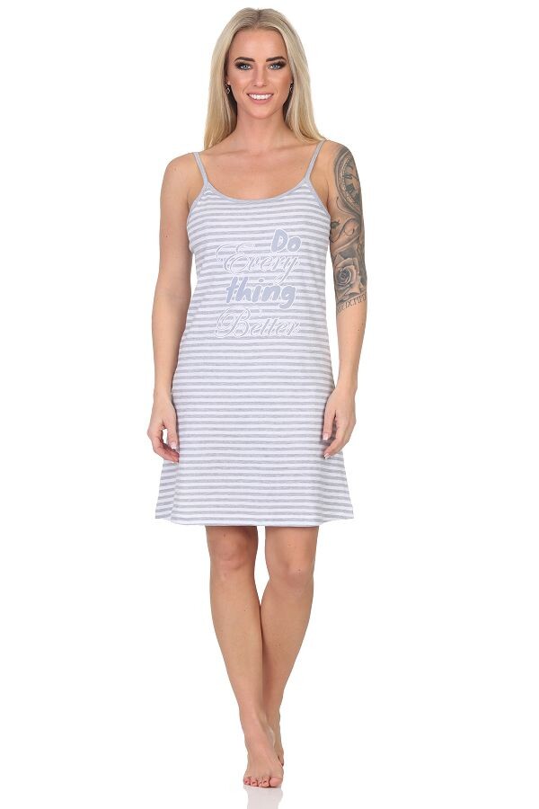 

Ночная рубашка NORMANN Spaghetti Neglige Streifenoptik, серый