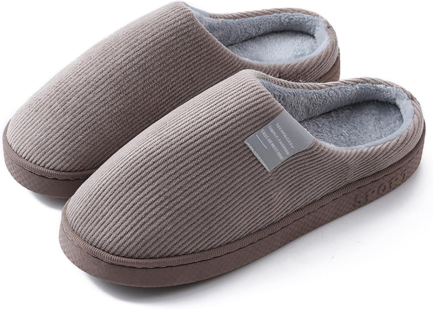 

VEAGINS Женские и мужские мягкие плюшевые тапочки, зимние теплые домашние тапочки без шнурков, противоскользящие, для дома и улицы, коричневый