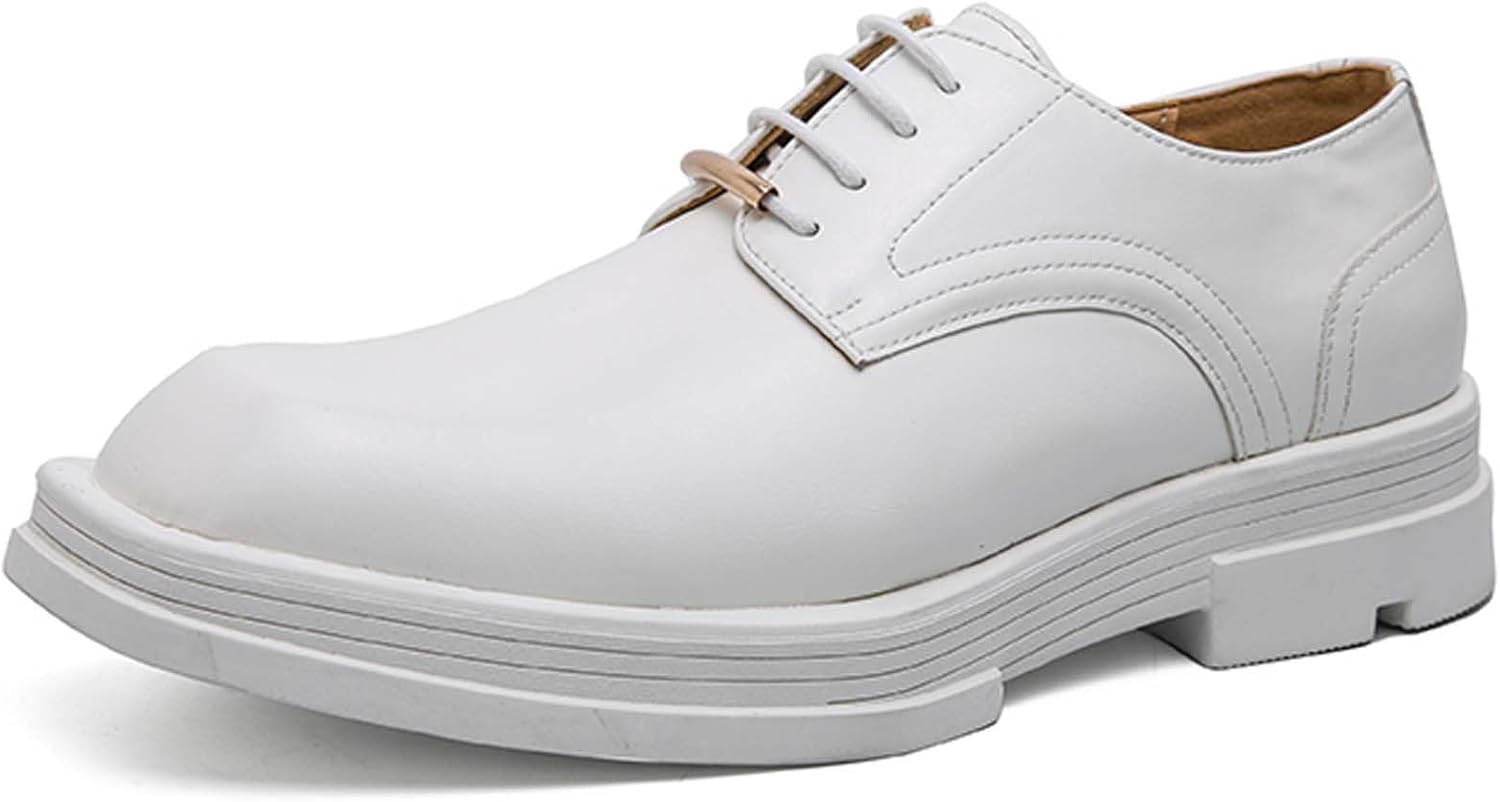 

Мужские дерби с квадратным носком, модные шнурованные деловые и повседневные кожаные туфли, подходящие для офиса, банкетов, вечеринок, свадеб и церковных мероприятий Generic, белый