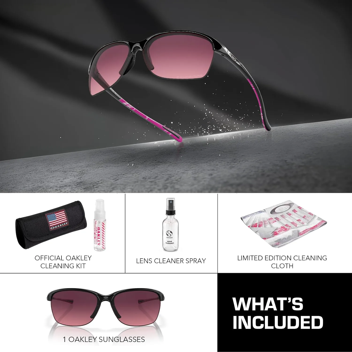 

Солнцезащитные очки Oakley UNSTOPPABLE OO9191 прямоугольной формы в комплекте с официальным набором для очков, Polished Black Frame | Rose Gradient Polarized Lens
