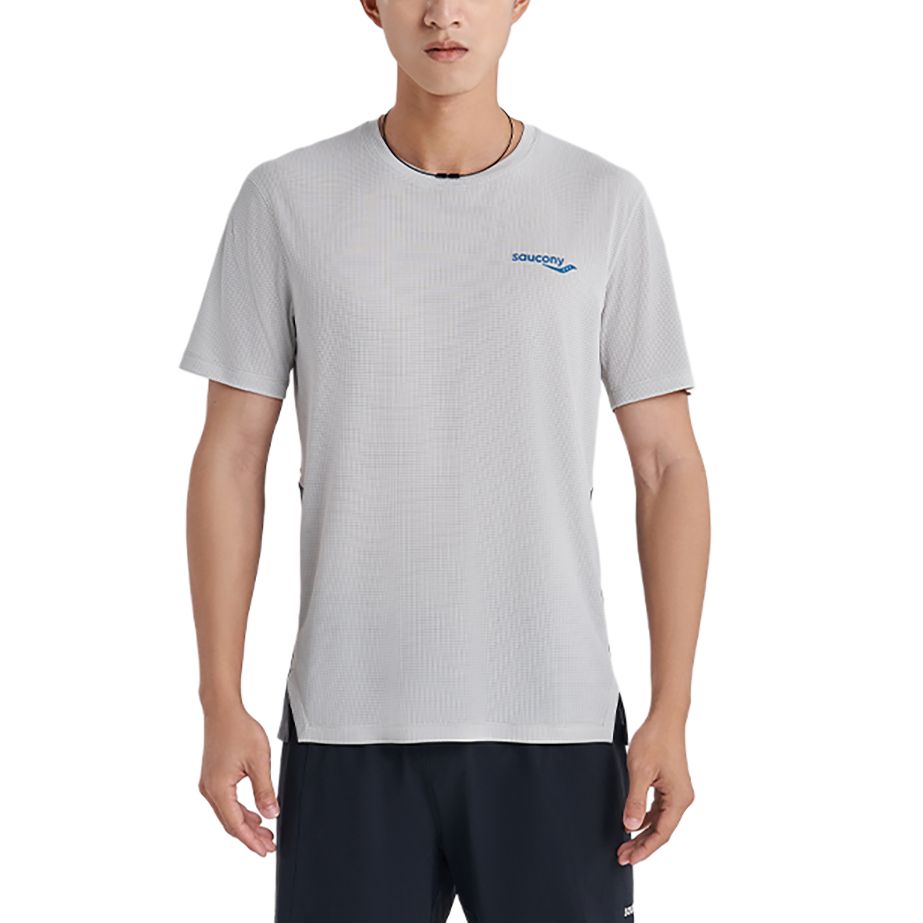 

Saucony Мужская серая футболка с круглым вырезом средней толщины, Серый, Saucony Мужская серая футболка с круглым вырезом средней толщины
