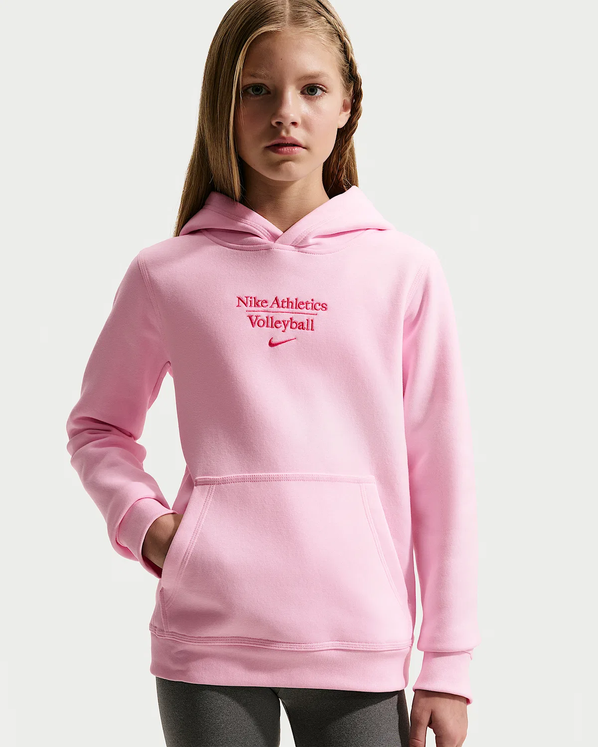 Детская толстовка Nike Volleyball Pullover Hoodie, Pink Foam/Pink