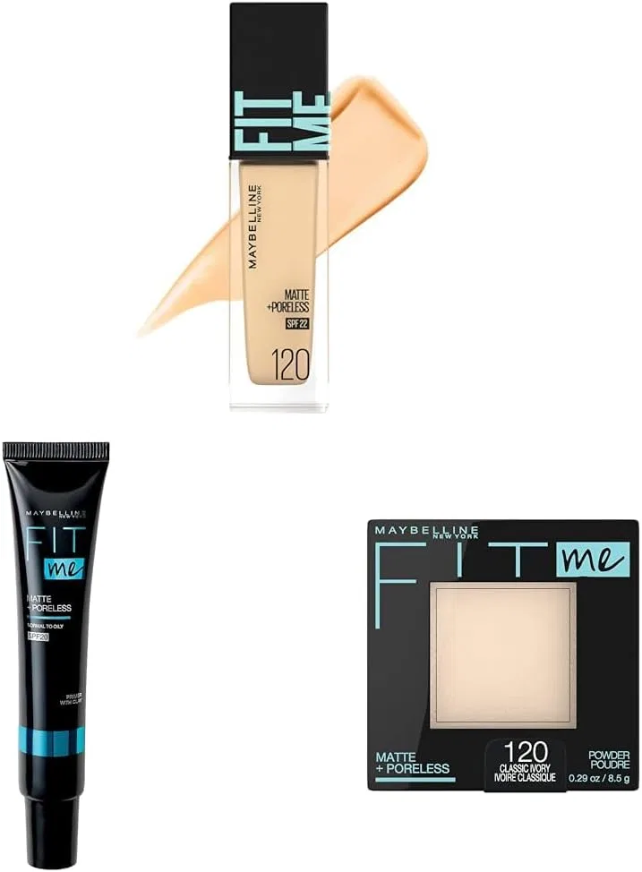 Тональное средство Fit Me Liquid Foundation R 120 + Primer 01 + Powder M Foundation 4.2 oz Maybelline