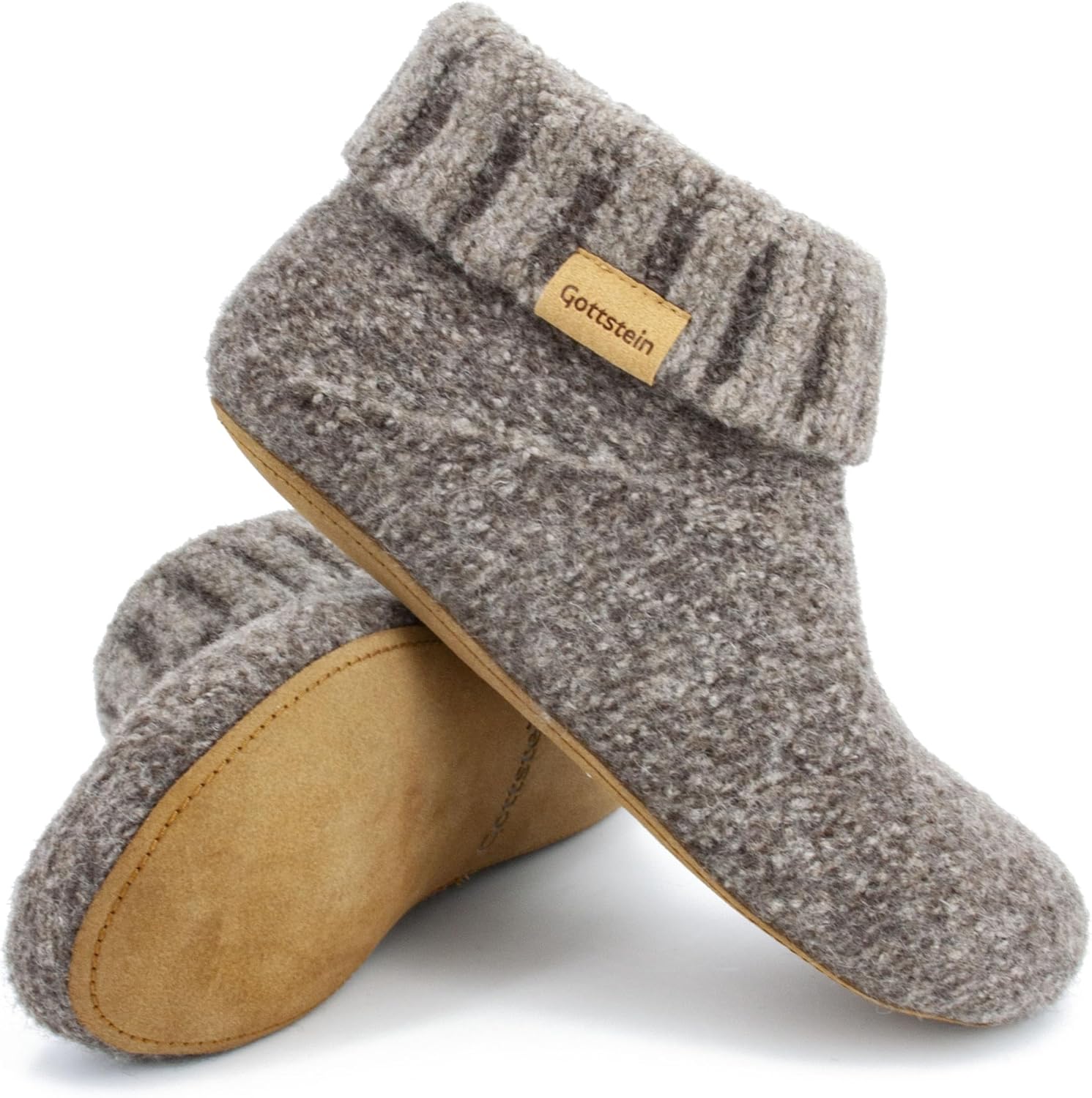 

Вязаные войлочные тапочки для мужчин и женщин из 100 новой шерсти Gottstein, коричневый