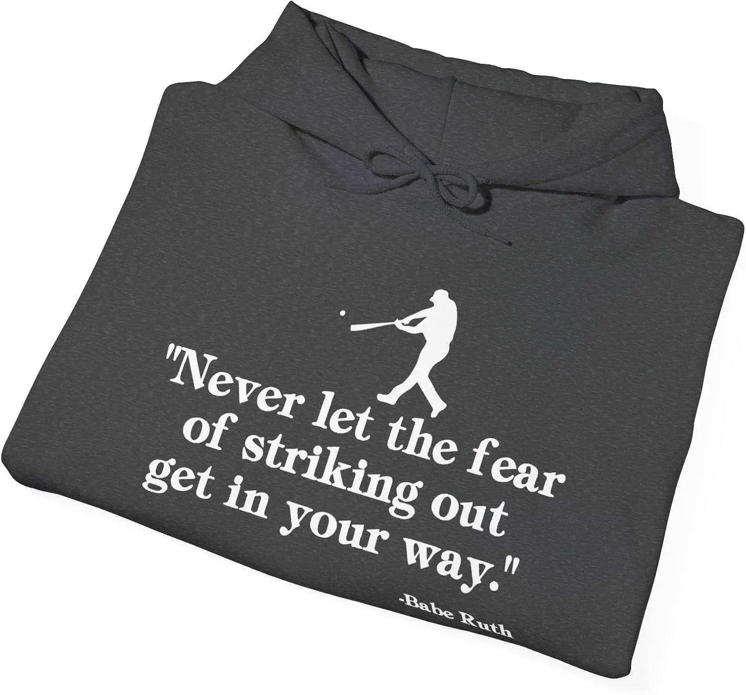 Мужская бейсбольная толстовка с капюшоном Never Let Fear of Striking Out, унисекс, из плотной смесовой ткани GENERIC, Dark Heather — фото 4