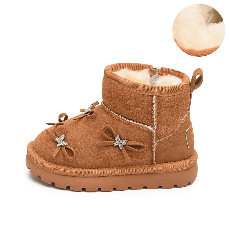 Модные утепленные ботинки mid top для детей с флисовой подкладкой и противоскользящей подошвой BODING, Camel — фото 3