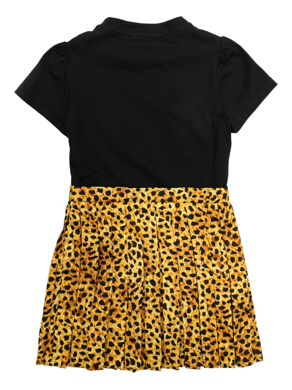 Платье с леопардовым принтом и короткими рукавами Versace Kids, черный — фото 2