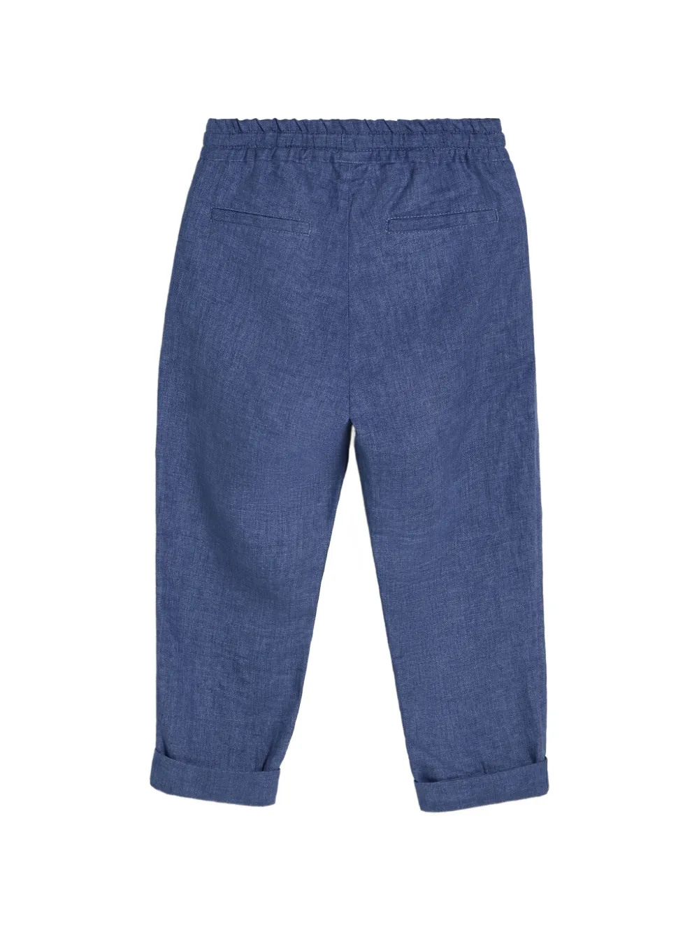 Льняные брюки с кулиской Brunello Cucinelli Kids, синий — фото 2