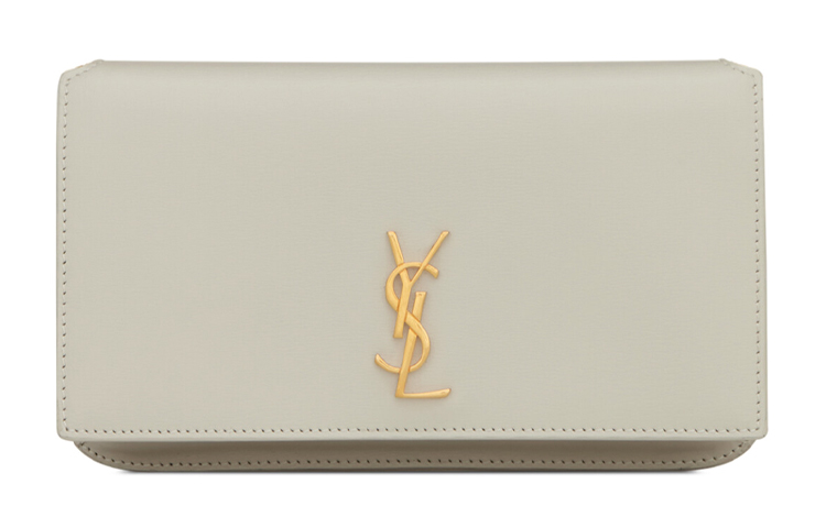 

SAINT LAURENT Кожаный чехол для телефона CASSANDRE женский винтажный белый