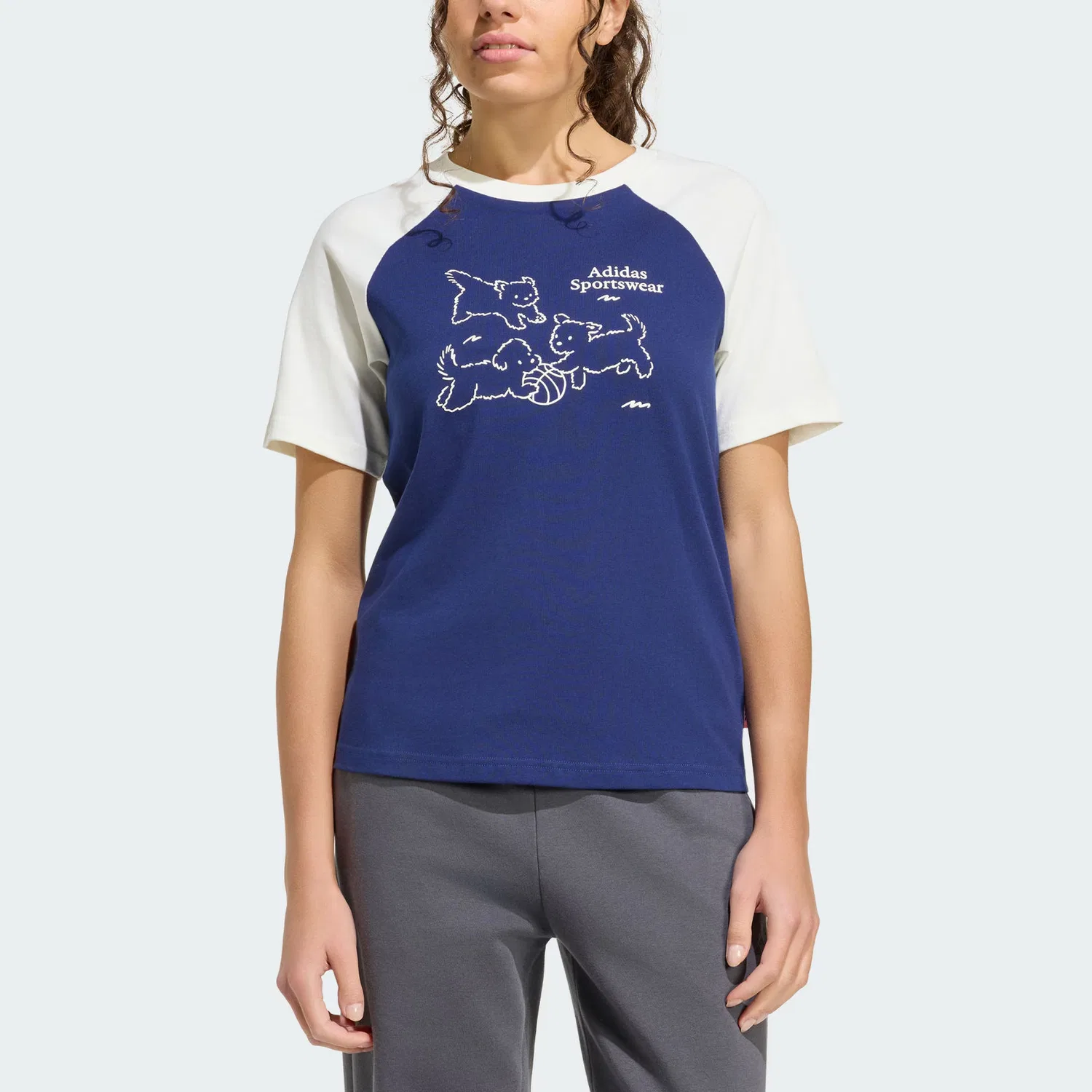 Футболка женская Dark Blue/Jade White, с круглым вырезом Adidas — фото 4
