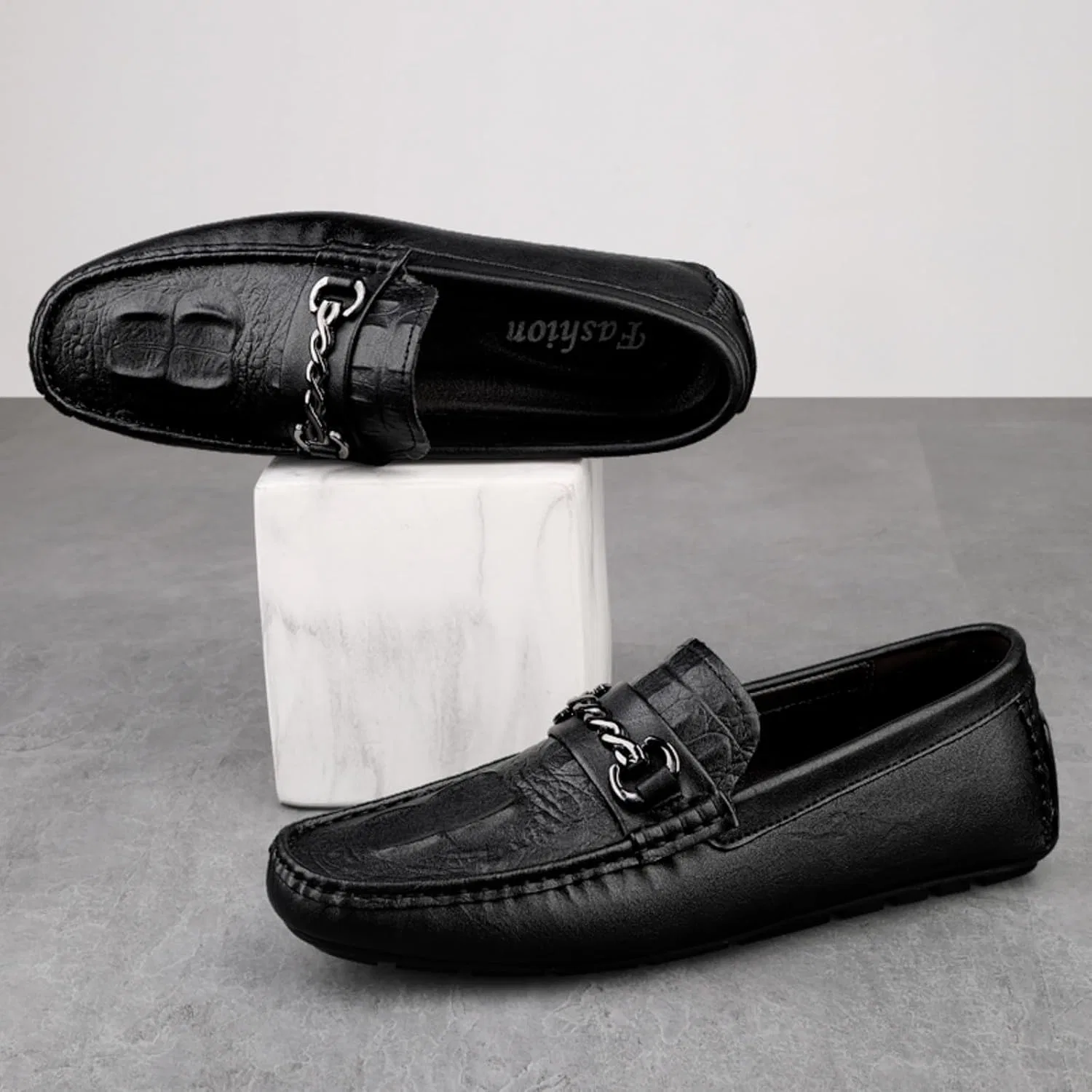 Мокасины кожаные мужские Loafers, черный ZBKHZD — фото 4