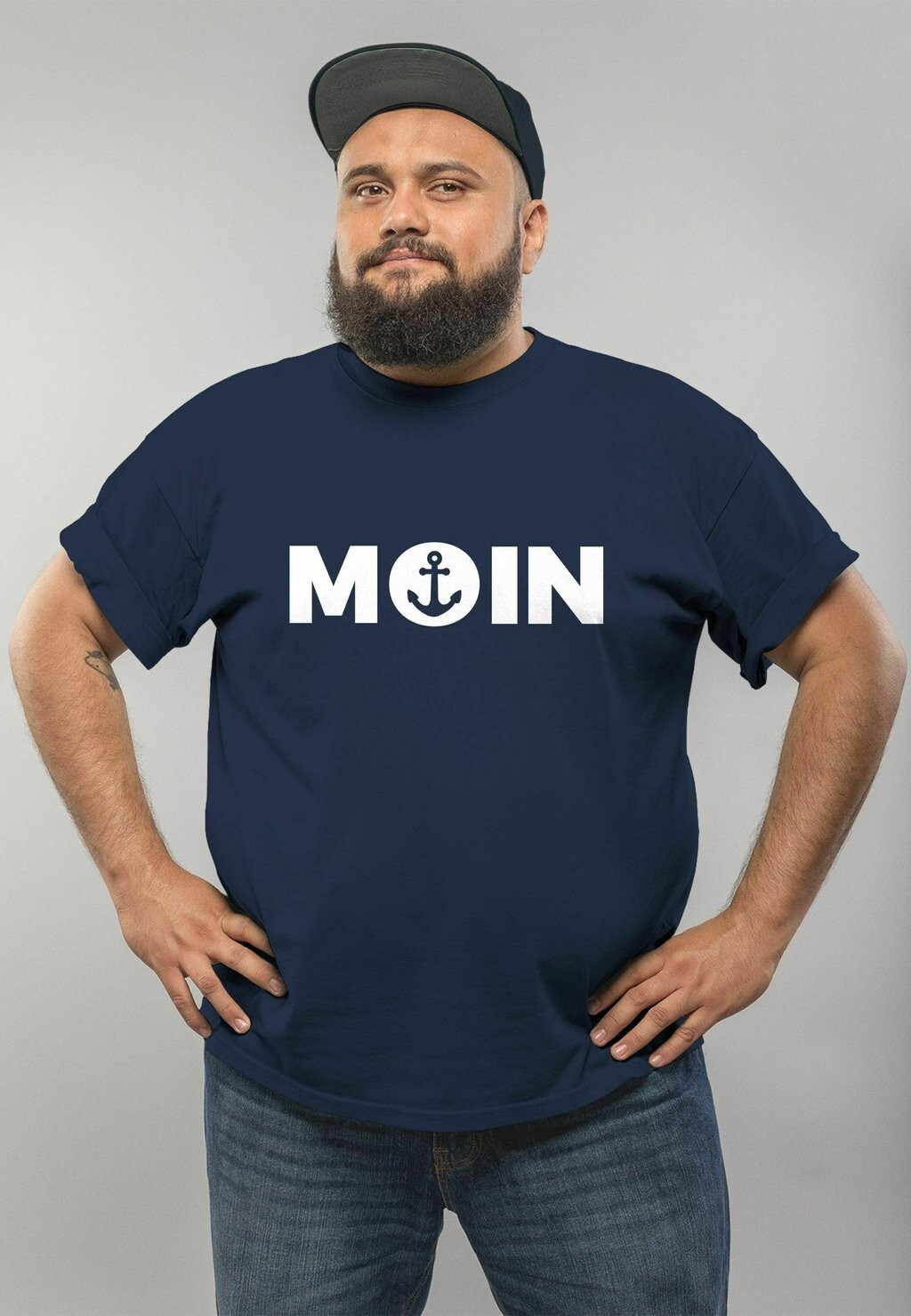 

Футболка с принтом MOIN MIT ANKER MoonWorks, темно-синий