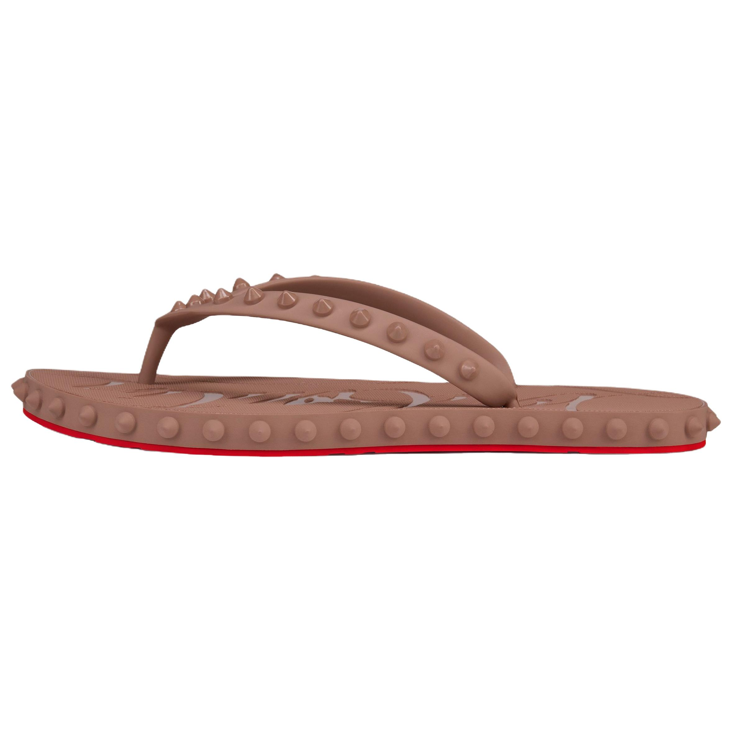 Christian Louboutin Женские шлепанцы CL светло-коричневые