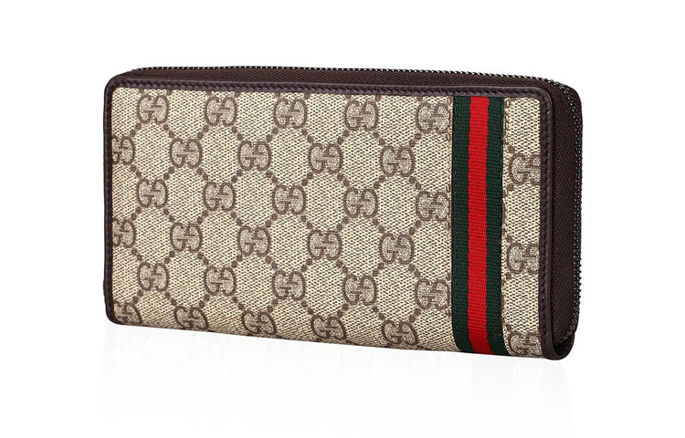 GUCCI Кожаный бумажник с холщовой вставкой и денежным зажимом — фото 2