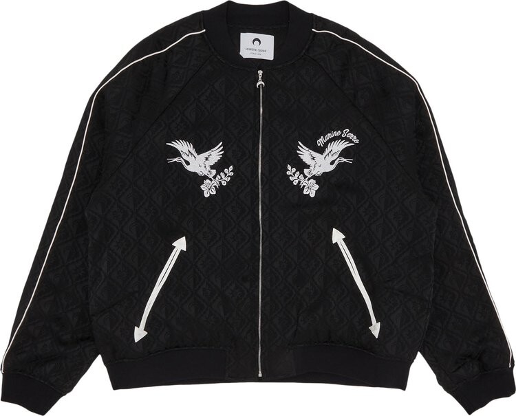 

Куртка Marine Serre Jacquard Viscose Bomber 'Black', черный
