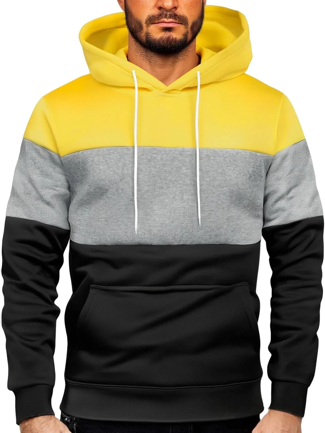 

Мужской худи с цветными блоками, флисовый, с карманом RSZGSWS