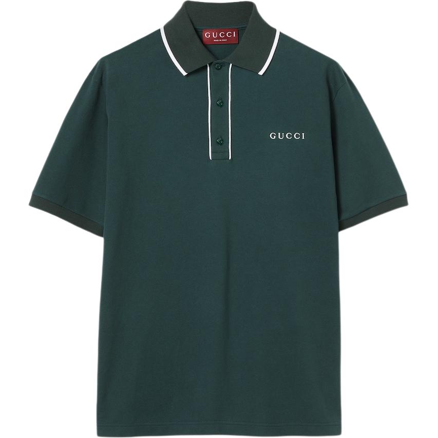 

Хлопковая пике поло с вышивкой GUCCI, темно-зеленый