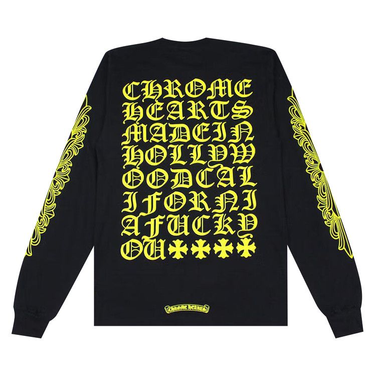 Футболка Chrome Hearts Made In Hollywood Pocket Long-Sleeve T-Shirt, Black/Yellow — фото 2