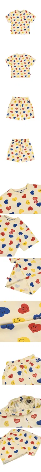 Детский комплект из футболки и шорт Smile Heart All Over, светло-жёлтый, от Belita&Boys — фото 3