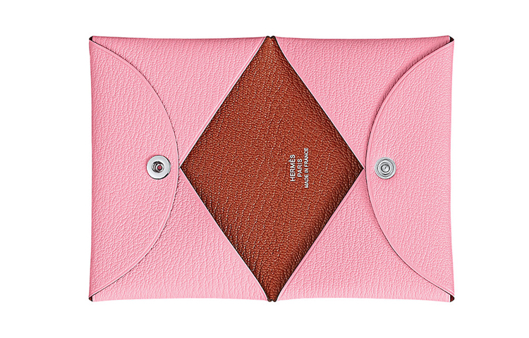 HERMES Кошелёк из кожи калмыцкой козы для женщин розово-кирпичный — фото 2