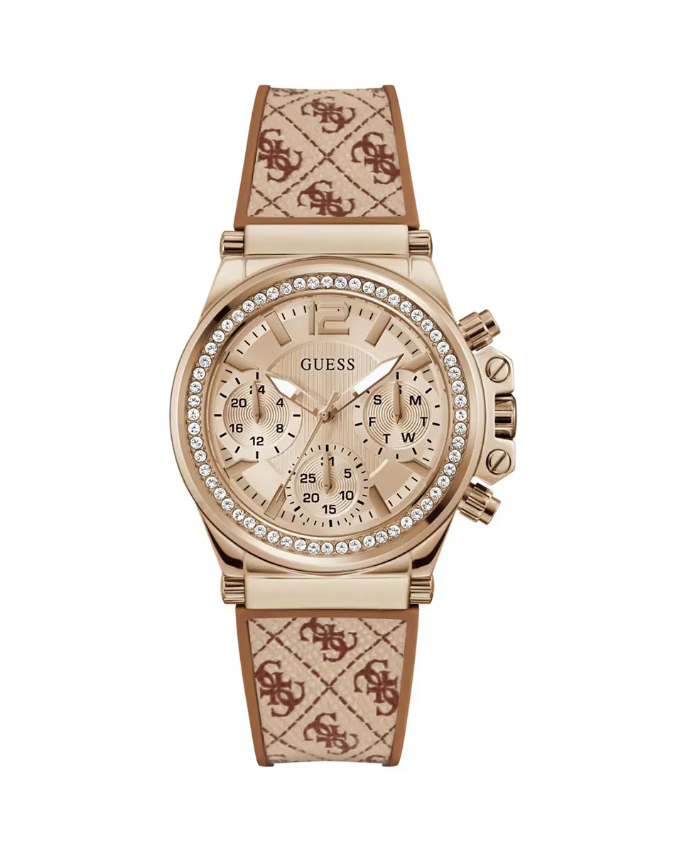 

Силиконовые женские часы Charisma GW0699L2 с коричневым ремешком Guess